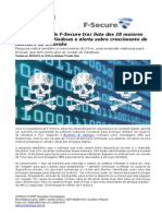 CONSULTCORP F-SECURE Novo Relatório Da F-Secure Traz Lista Das 10 Maiores Ameaças Para Windows e Alerta Sobre Crescimento de Malware de Extorsão