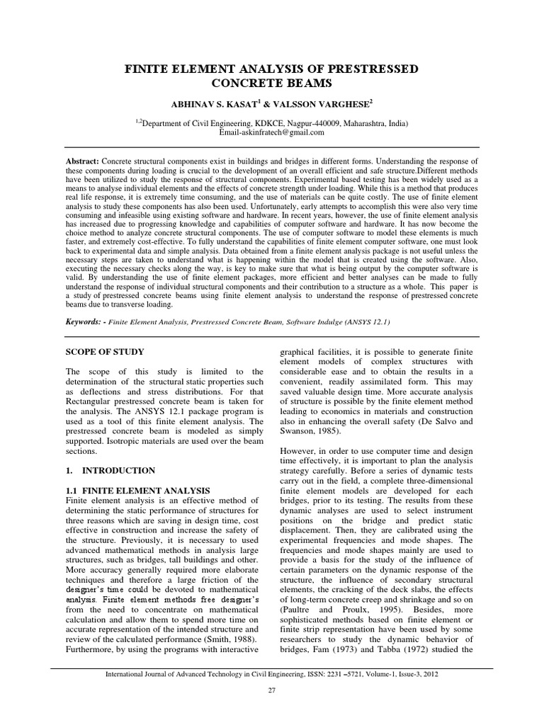 Finite Element Analysis | PDF | Prestressed Concrete | Beam (Structure)