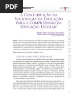 A Contribuição Da Sociologia Da Educação