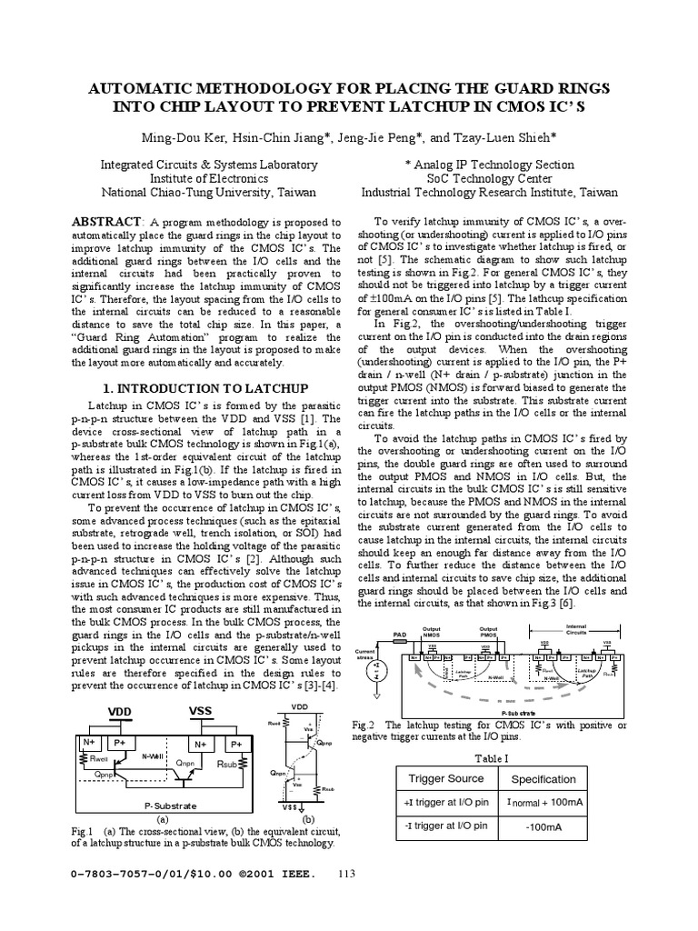 AUTOMATIC METHODOLOGY FOR PLACING THE GUARD RINGS INTO CHIP LAYOUT TO