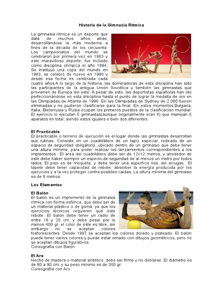 Historia y Elementos de la Gimnasia Rítmica | PDF | Gimnasia | Deportes
