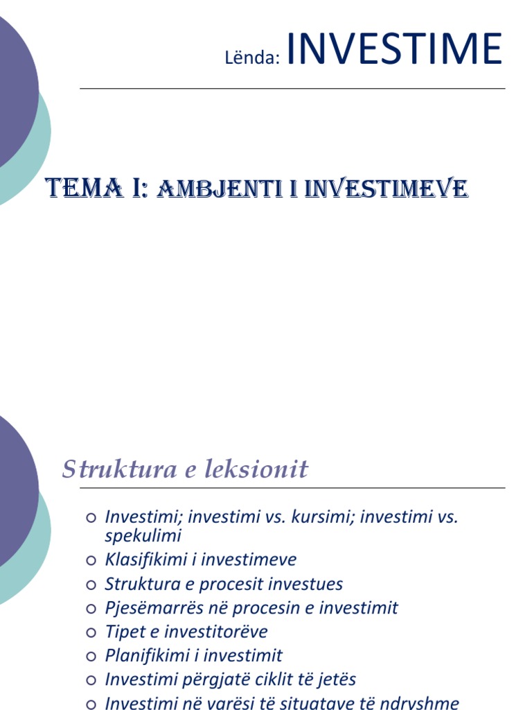 Tema 1 Investime | PDF