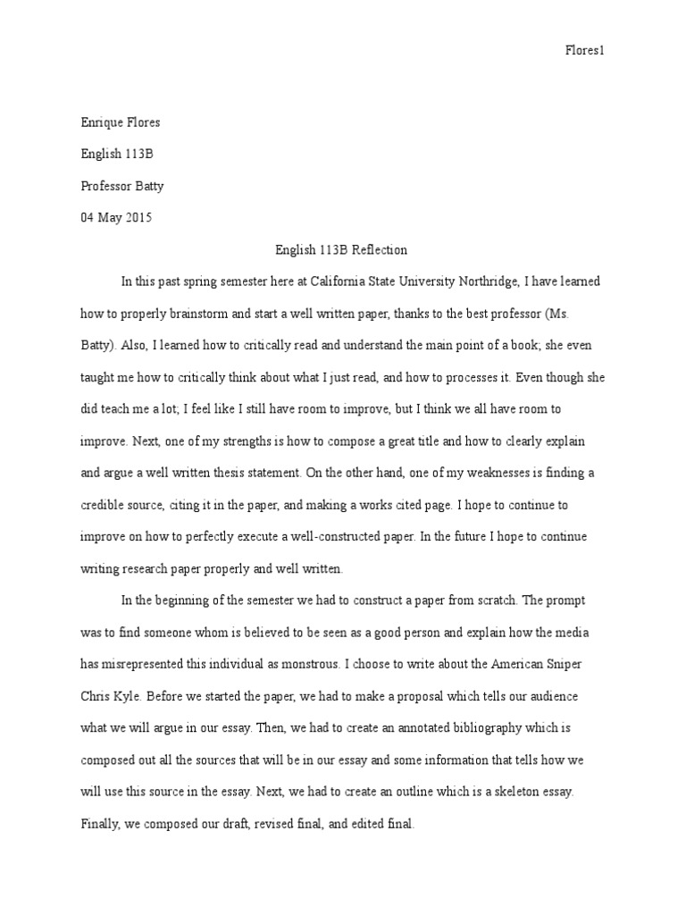Реферат: Reflection Essay Research Paper ReflectionThesis The