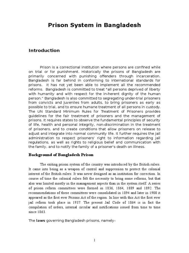 Prison System In Bangladesh Pdf Prisoner Prison
