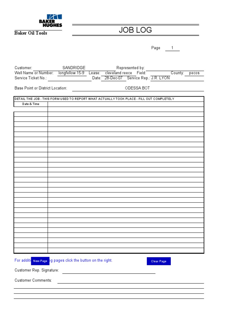 Job Completion Log for Sandridge | PDF | Nature