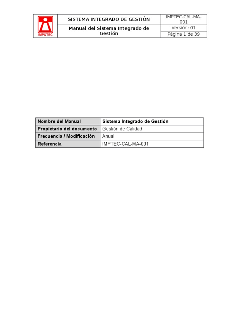 Manual Del Sistema Integrado de Gestion | PDF