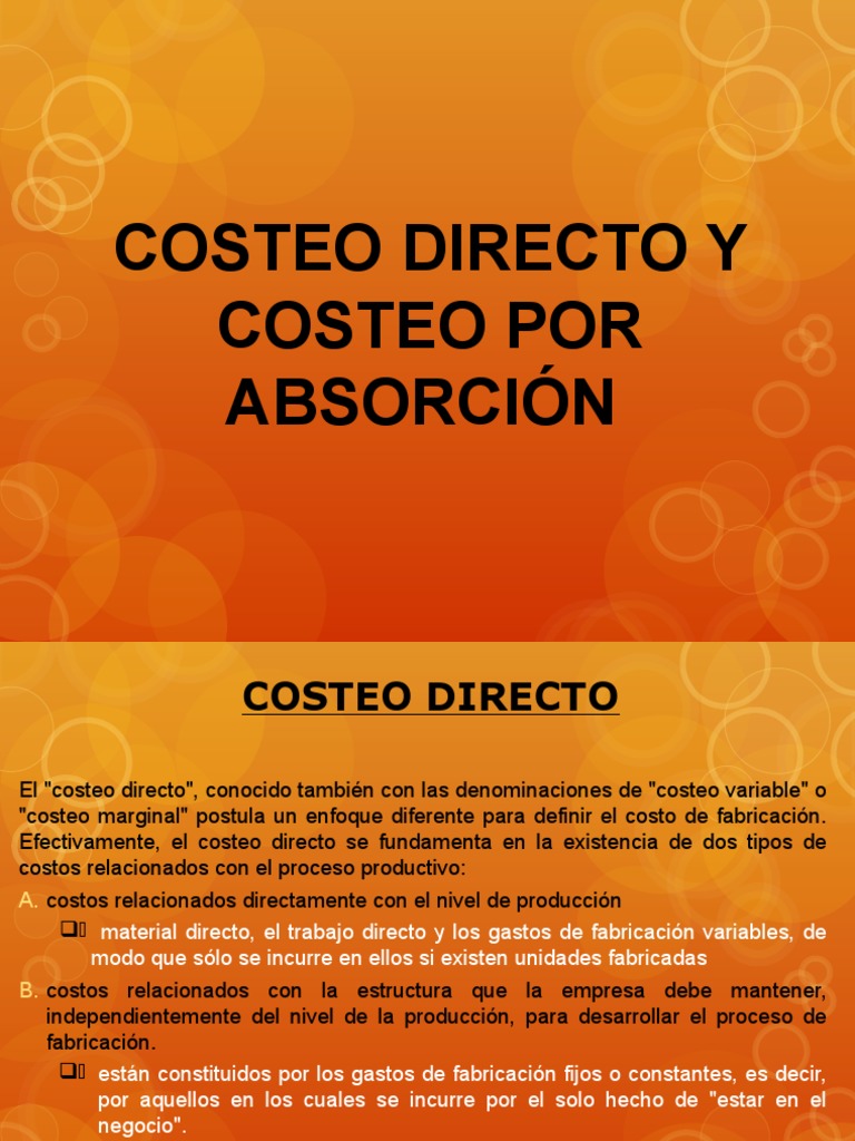 Comparativa de Costeo Directo y Absorbente | PDF | Costo | Economias