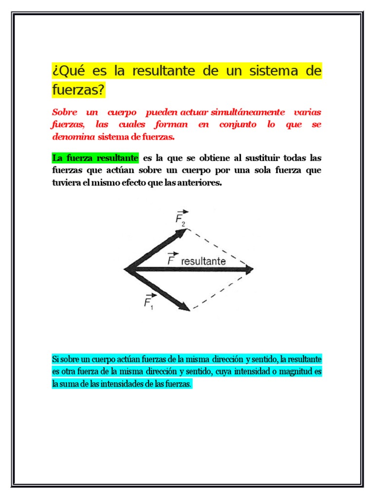 Qué Es La Resultante de Un Sistema de Fuerzas Vector