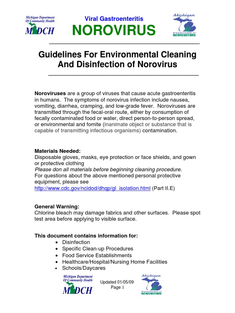 Guidelines for Environmental Cleaning 125846 7 Disinfectant Bleach