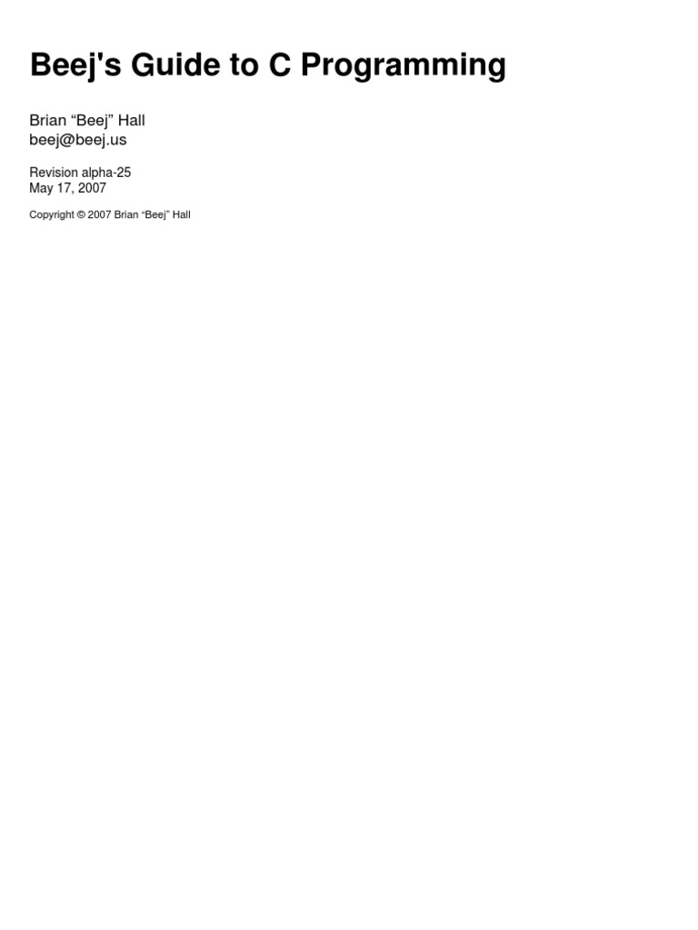 Beej's Guide To C Programming | PDF | Pointer (Computer Programming ...