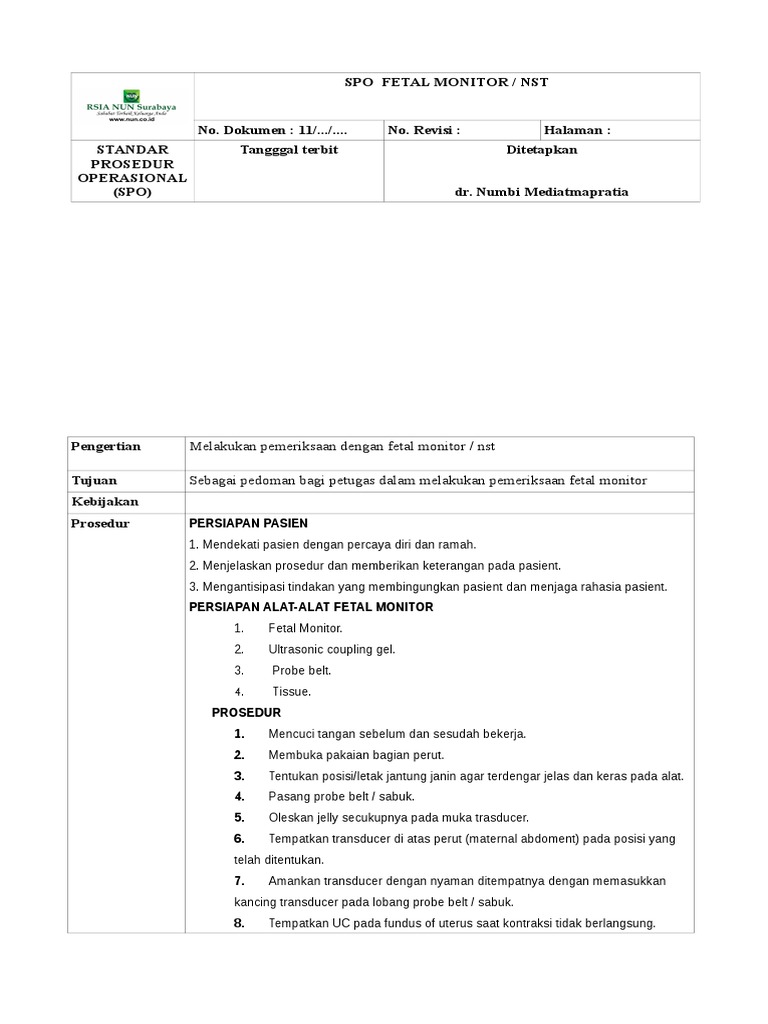 # 11 SOP Fetal Monitor | PDF