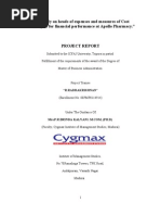 A Study On Heads of Expenses and Measures of Cost Analysis For Financial Performance at Apollo Pharmacy."