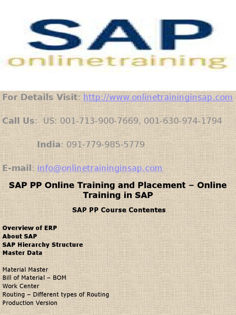 SAP PP Online Training Overview | PDF | Educational Technology ...
