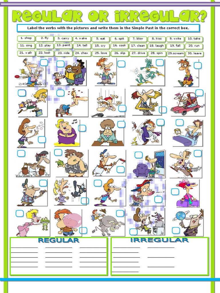 Labeling Simple Past Verbs Worksheets | PDF | Art