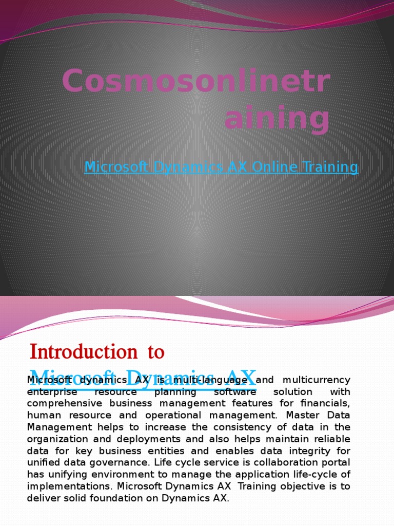 Microsoft Dynamics AX Online Training Guide | PDF | Class (Computer ...