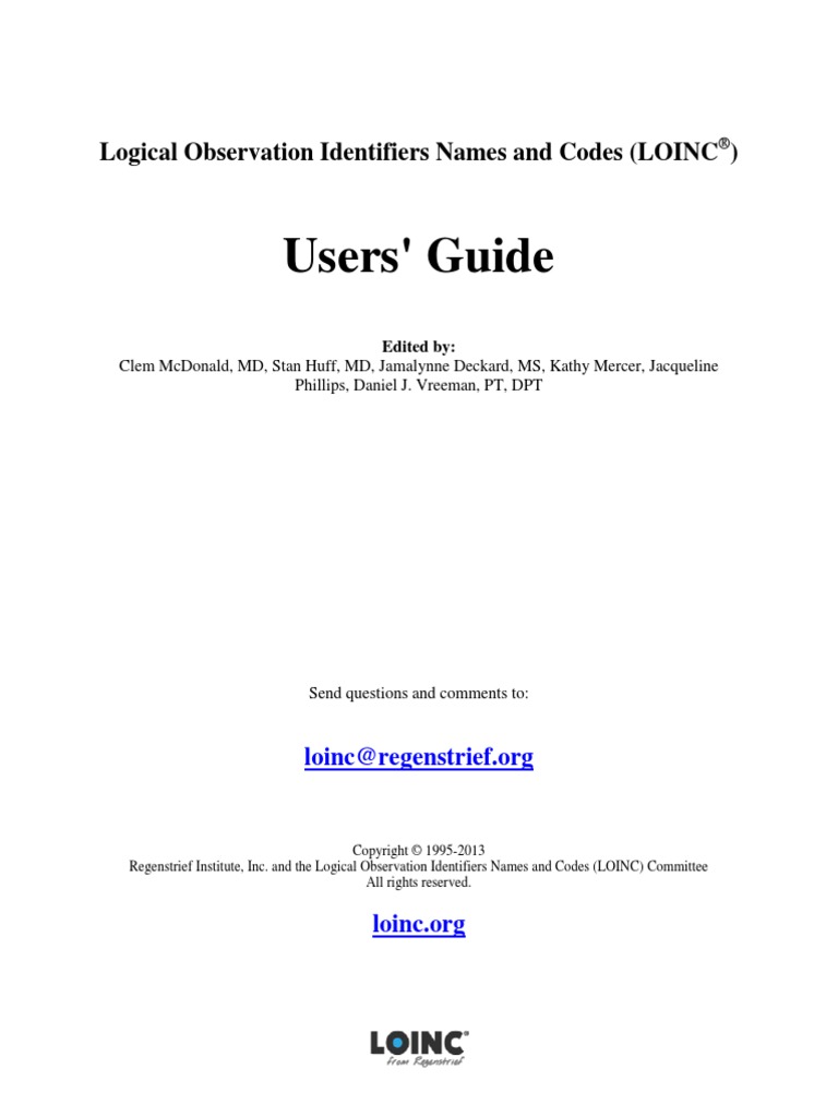 Users' Guide: Logical Observation Identifiers Names and Codes (LOINC ...