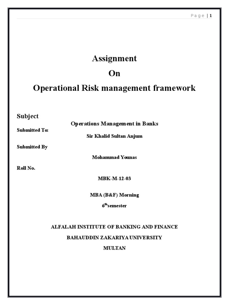 Operational Risk Management | PDF | Operational Risk | Risk Management