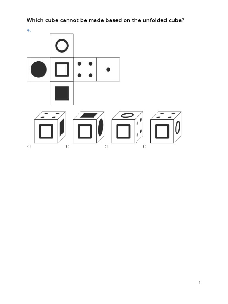 Which Cube Cannot Be Made Based On The Unfolded Cube? | PDF