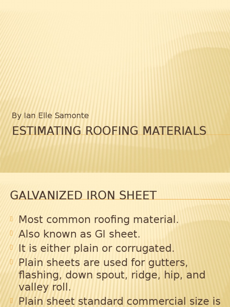 Roof Estimates PDF Sheet Metal Roof