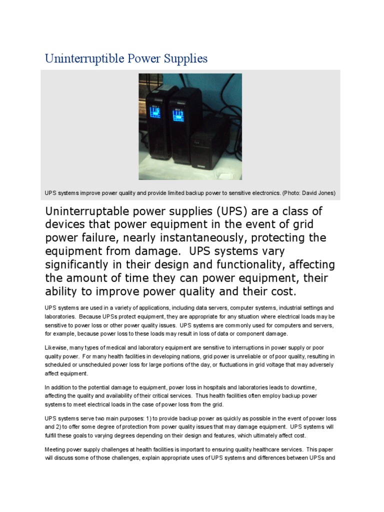 Uninterruptible Power Supplies PDF Power Supply Power Inverter
