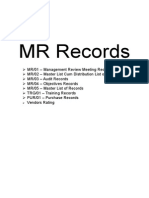 MR Records - Management, Audit, Training, Purchase Documents