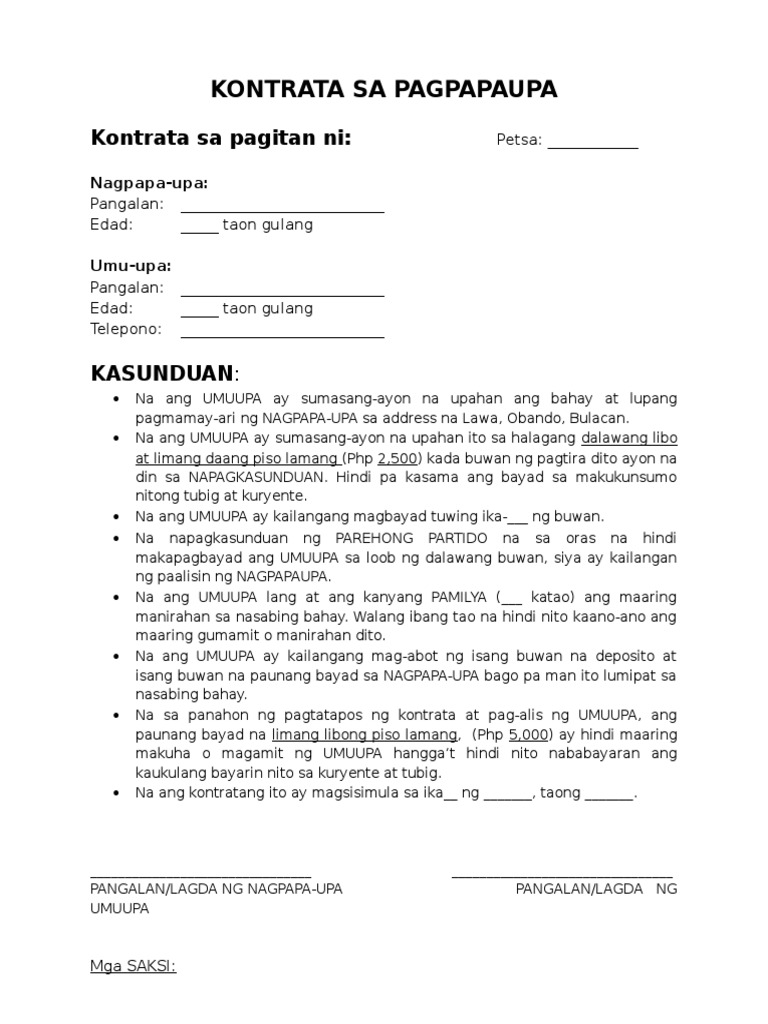 Kontrata Sa Pagpapaupa | PDF