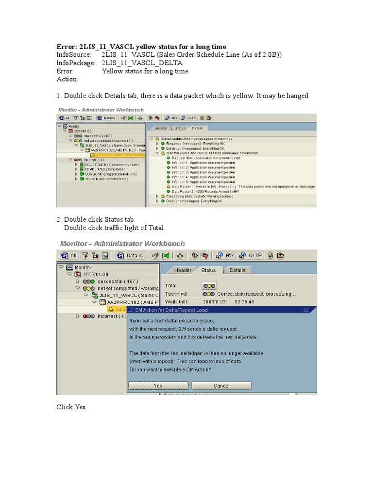 Fixing 2LIS_11_VASCL Yellow Status Issue | PDF | Finance & Money ...