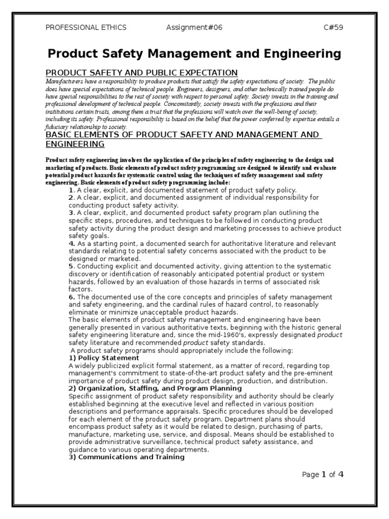 Product Safety Management Essentials | PDF | Safety | Engineering