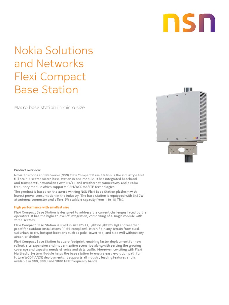 NSN Flexi Compact Base Station Datasheet | PDF | Lte (Telecommunication ...