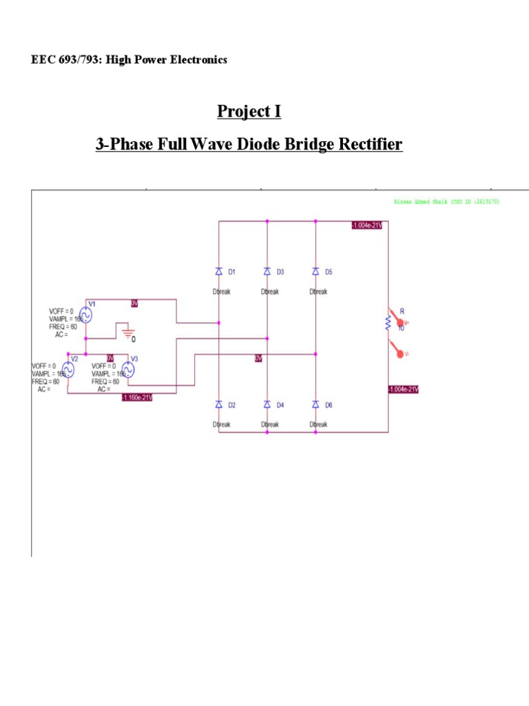 3-Phase Full Wave Rectifier Analysis | PDF | Science & Mathematics ...