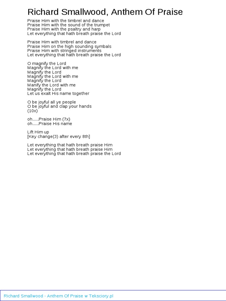 Richard Smallwood Anthem of Praise