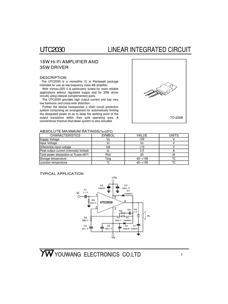 UTC2030 Amplifier IC Overview | PDF | Technology & Engineering