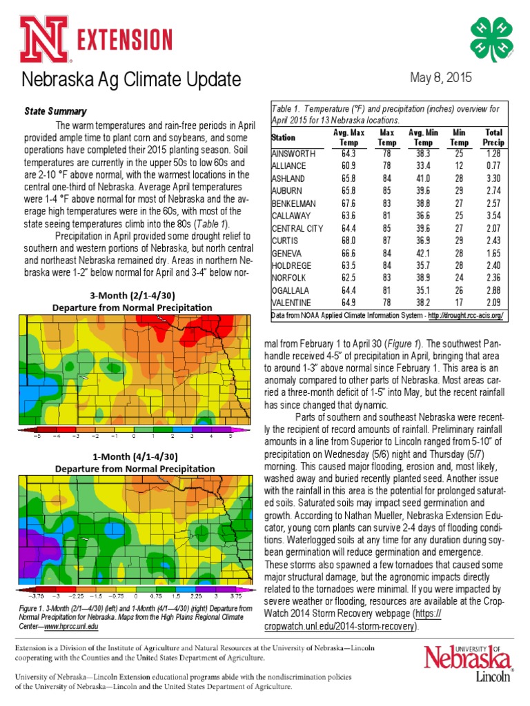 Nebraska Ag Climate Update - May | PDF | Drought | Precipitation