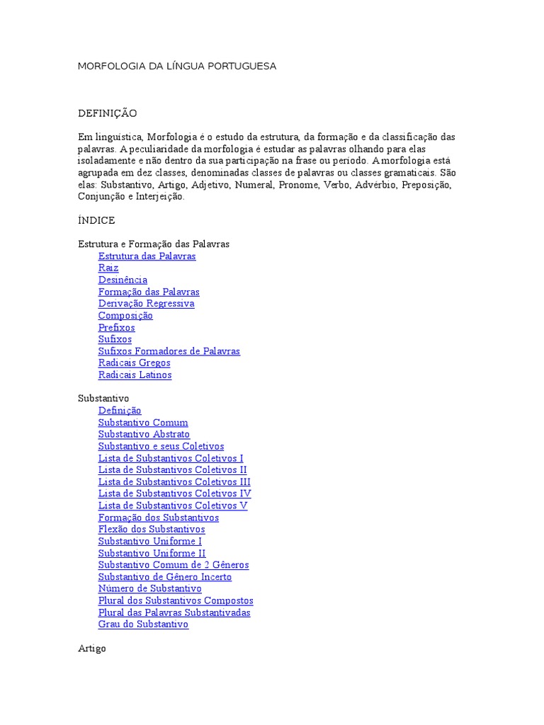 Morfologia da Língua Portuguesa | PDF | Pronome | Morfologia (Linguística)
