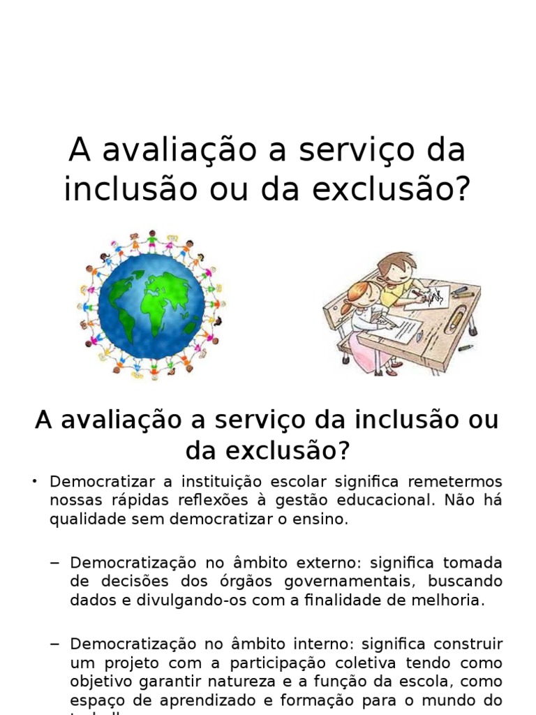 Avaliação e Inclusão na Educação | PDF | Pedagogia | Psicologia