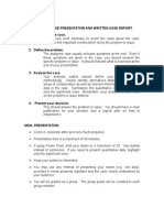 Guidelines On Case Presentation and Written Case Report 1. Summarize The Case