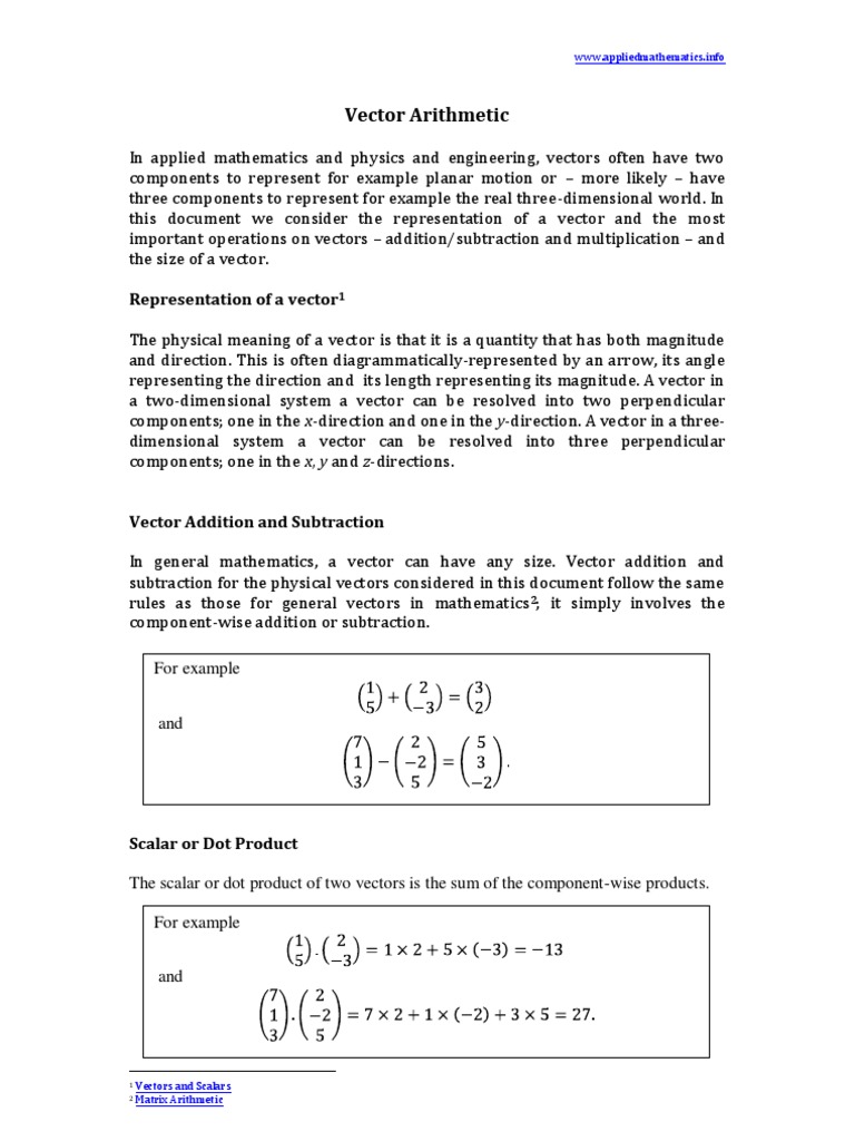 Understanding Vector Arithmetic | PDF