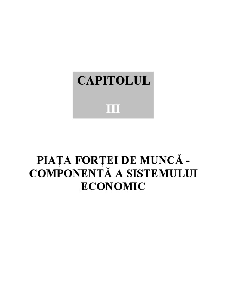 3.piata Fortei de Munca - Componenta A Sistemului Economic | PDF