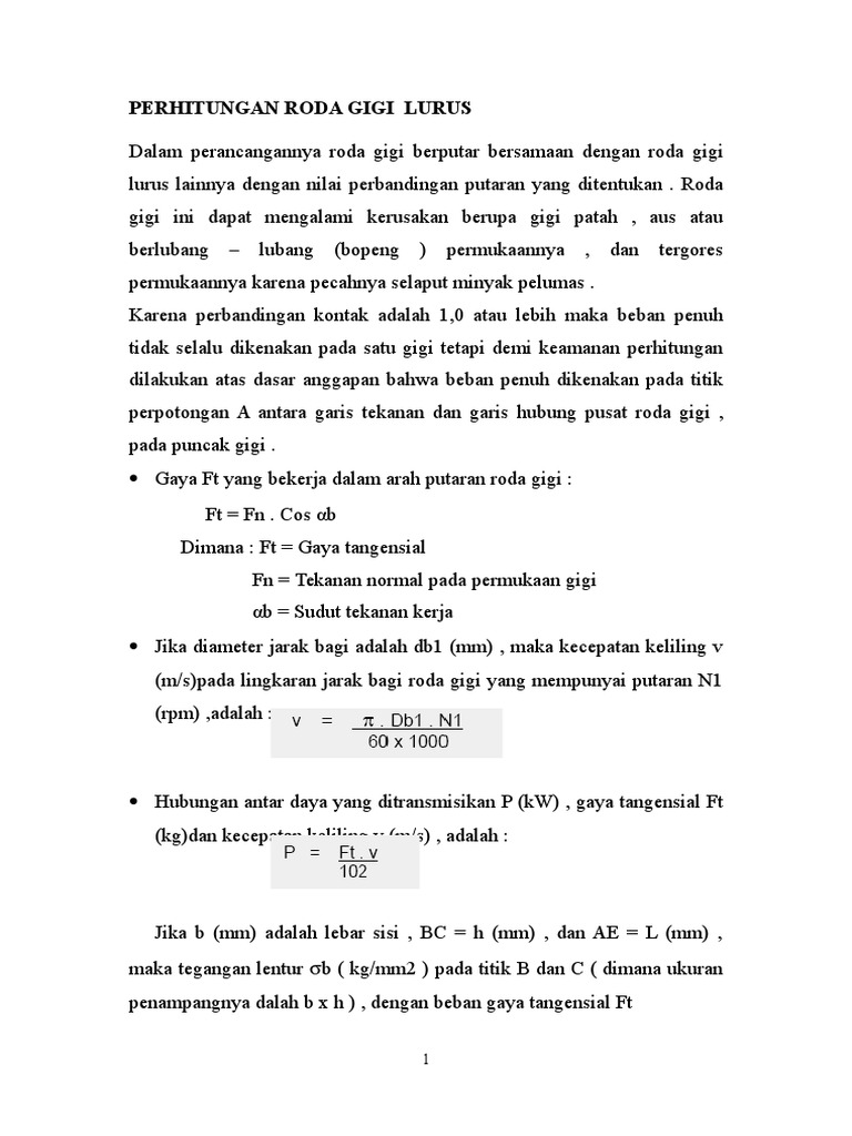 Contoh Soal Perhitungan Roda Gigi Lurus Contoh Soal Terbaru