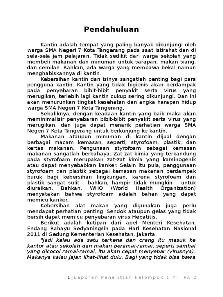 Contoh Laporan Penelitian