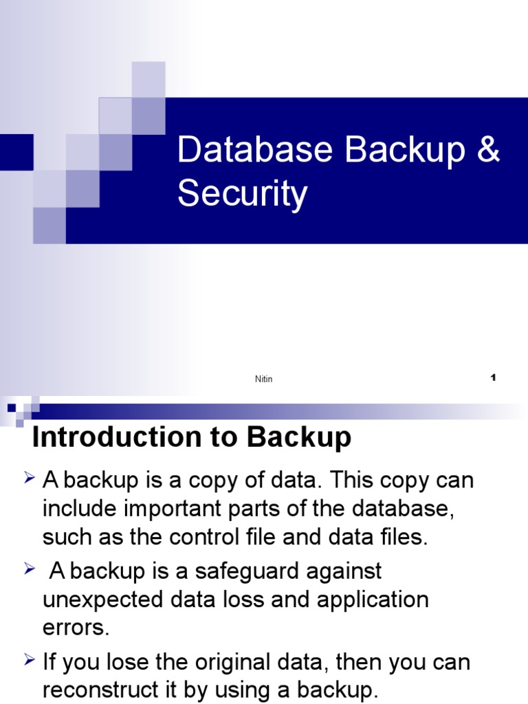Database Backup Types and Security | PDF