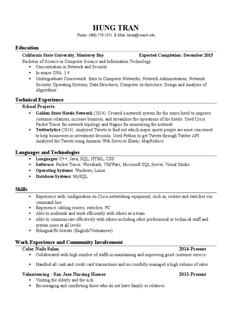 Computer Science Graduate Resume | PDF