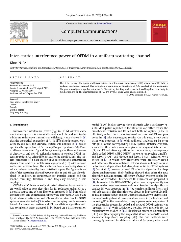 Inter-Carrier Interference Power of OFDM in A Uniform Scattering ...