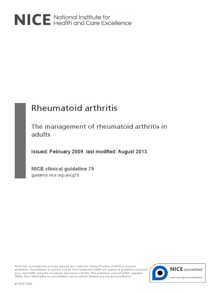 Rheumatoid Arthritis NICE Guidelines PDF Rheumatoid Arthritis