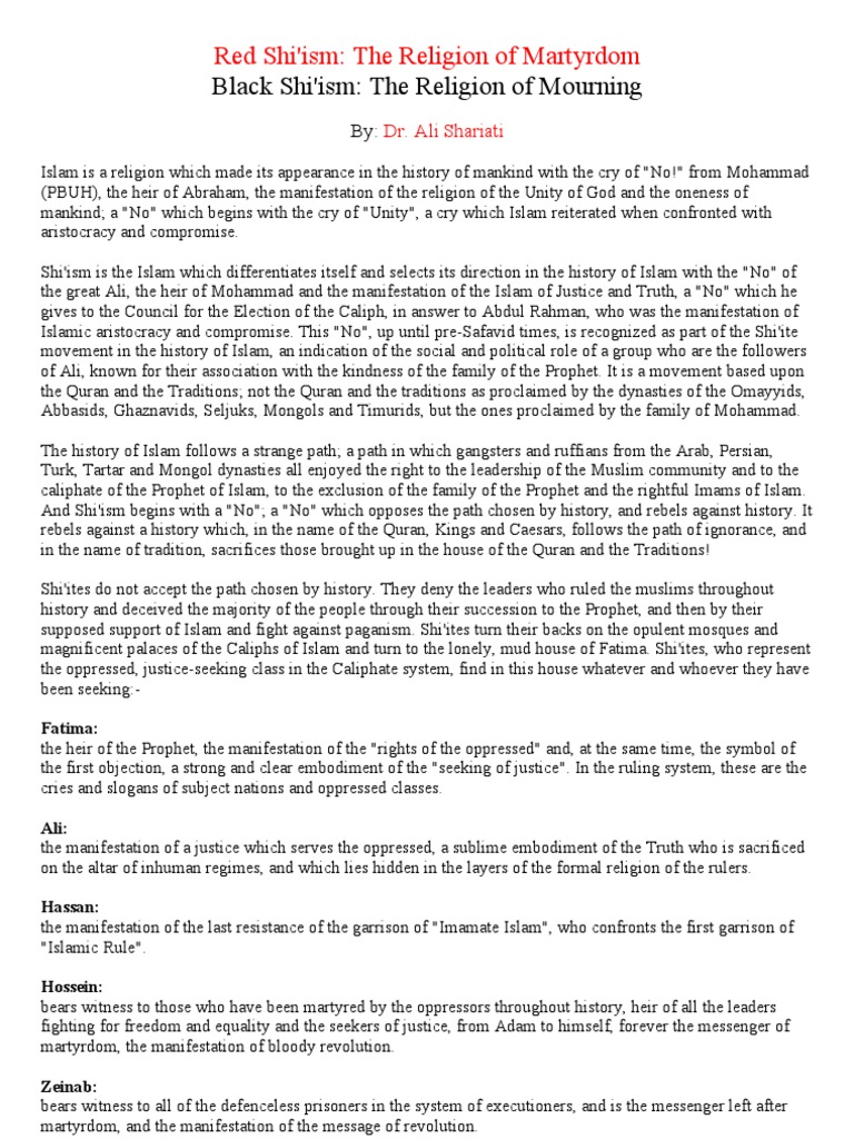 Red Shi'ism: Martyrdom and Justice | PDF | Shia Islam | Ali