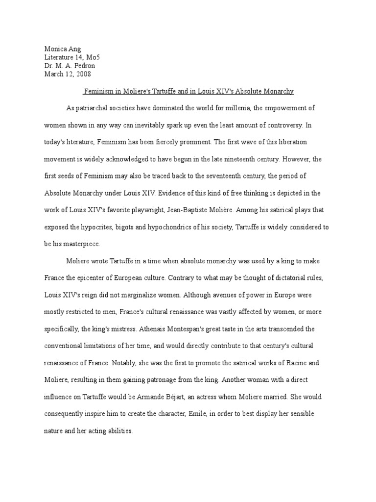 Essay over feminism