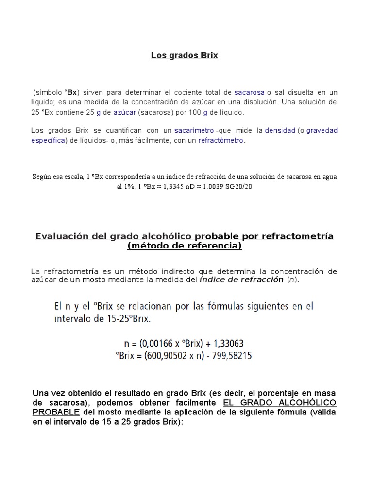 Medición y cálculo de grados Brix | PDF
