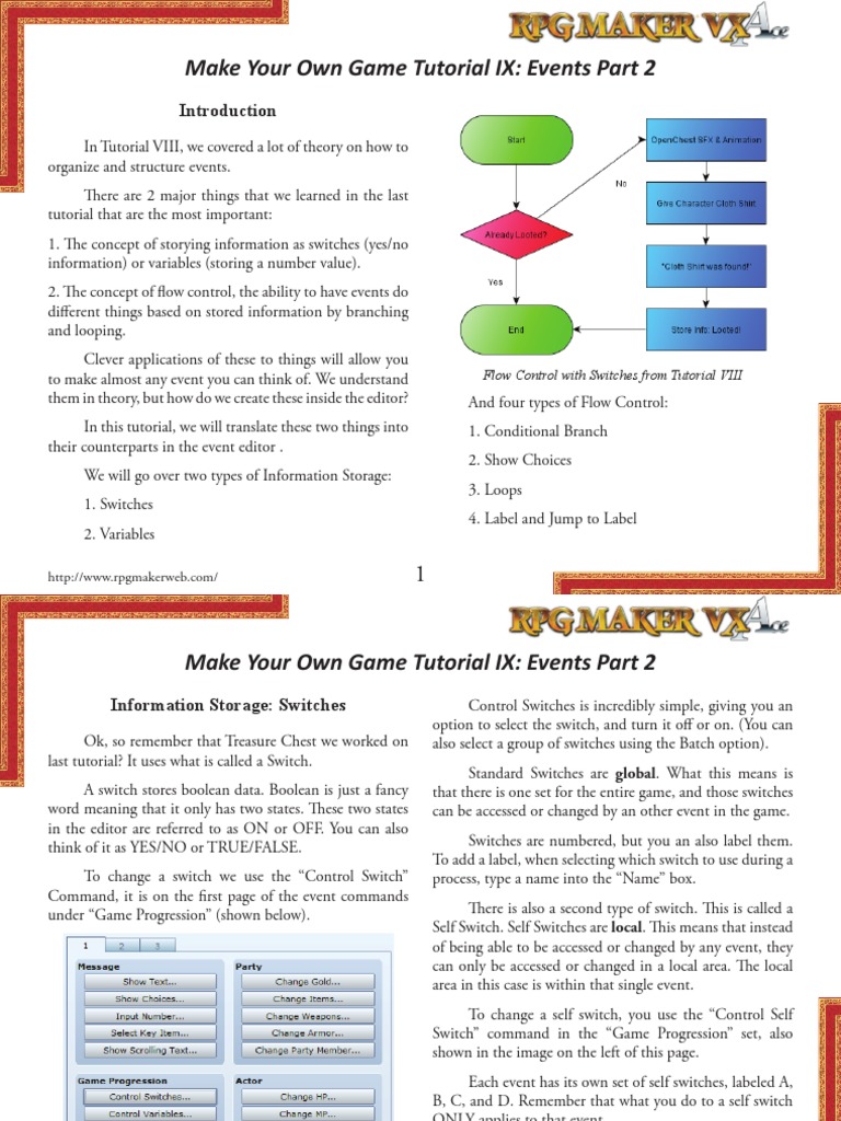 RPG Maker VX Ace: Events & Flow Control | PDF | Control Flow | Variable ...