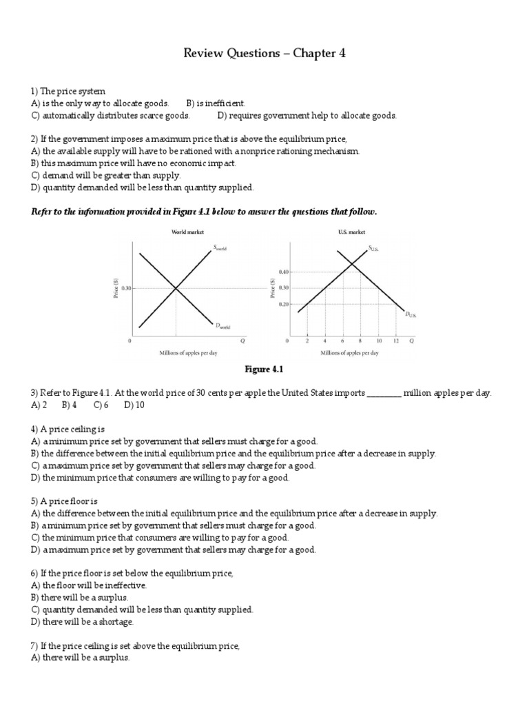Review Questions and Answers on Microeconomics Concepts Including Price