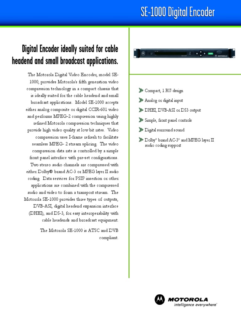 Asi Encoder Se-1000 G.I. | PDF | Video | Data Compression